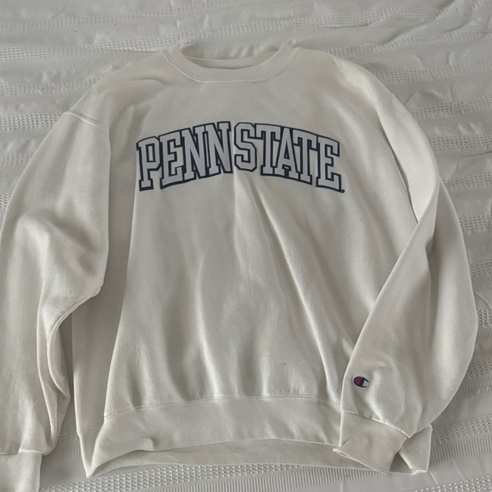 Champion White Penn State Crewneck